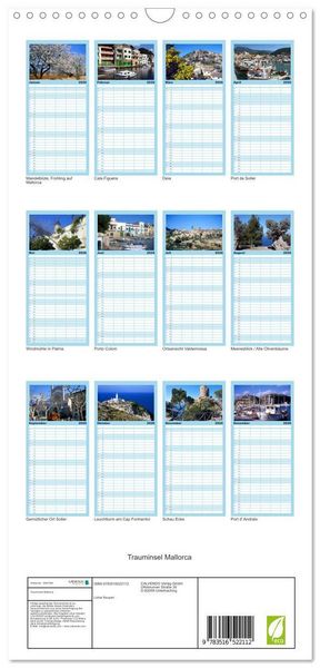 Produktbild: Familienplaner 2026 - Trauminsel Mallorca mit 5 Spalten (Wandkalender, 21 x 45 cm) CALVENDO
