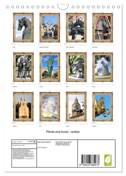 Produktbild: Pferde sind Kunst - vertikal (Wandkalender 2026 DIN A4 hoch), CALVENDO Monatskalender