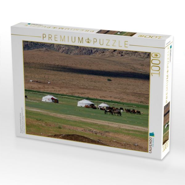 Produktbild: CALVENDO Puzzle Mongolische Landschaft mit Jurten | 1000 Teile Lege-Gr&ouml;&szlig;e 64x48cm Foto-Puzzle f&uuml;r gl&uuml;ckliche Stunden
