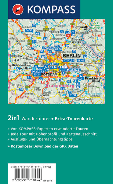 Produktbild: KOMPASS Wanderf&uuml;hrer Berlin-Brandenburg, 75 Touren mit Extra-Tourenkarte