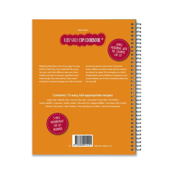 Produktbild: Kids Easy Cup Cookbook: Baking with Kids (Part 1), Baking box set incl. 5 colorful measuring cups