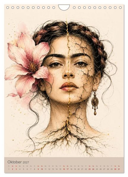 Produktbild: Verwurzelte Tr&auml;ume - Poetische Frauenportr&auml;ts voller Natur und Symbolik (Wandkalender 2027 DIN A4 hoch), CALVENDO Monatskalender