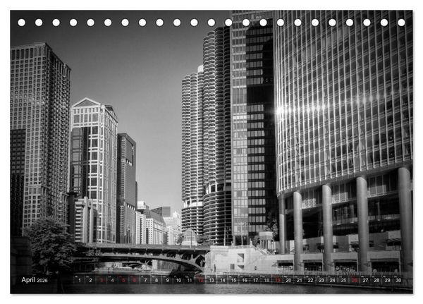 Produktbild: CHICAGO Monochrom (Tischkalender 2026 DIN A5 quer), CALVENDO Monatskalender