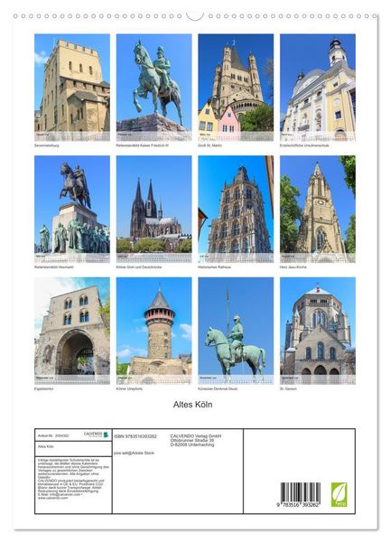 Produktbild: Altes K&ouml;ln (hochwertiger Premium Wandkalender 2026 DIN A2 hoch), Kunstdruck in Hochglanz