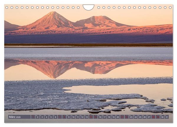 Produktbild: Atacama: Karge W&uuml;ste, m&auml;chtige Vulkane und farbenpr&auml;chtige Lagunen (Wandkalender 2026 DIN A4 quer), CALVENDO Monatskalender