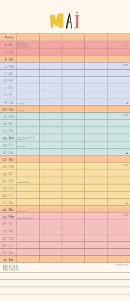 Produktbild: Unser buntes Jahr 2026 Familienplaner - Terminkalender - Familienkalender - 19,5x45