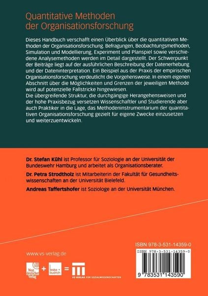 Produktbild: Quantitative Methoden der Organisationsforschung