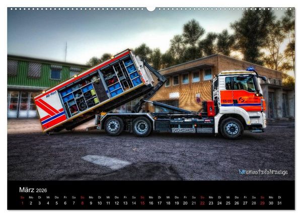 Produktbild: Einsatzfahrzeuge der Feuerwehr (hochwertiger Premium Wandkalender 2026 DIN A2 quer), Kunstdruck in Hochglanz