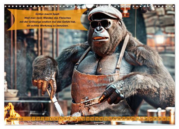 Produktbild: Tierisch lustige Grillmeister (Wandkalender 2026 DIN A3 quer), CALVENDO Monatskalender