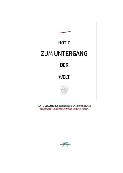 Produktbild: Notiz Zum Untergang der Welt