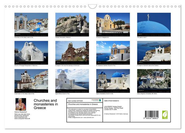 Produktbild: Churches and monasteries in Greece (Wall Calendar 2026 DIN A3 landscape), CALVENDO 12 Month Wall Calendar