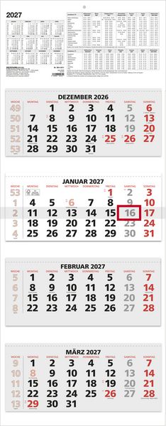 Produktbild: 4-Monatskalender rot 2027