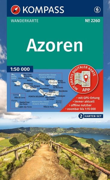 Produktbild: KOMPASS Wanderkarten-Set 2260 Azoren (2 Karten) 1:50.000