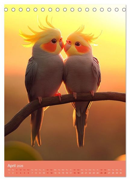 Produktbild: Cockatiel Chirpy Moments (Desk Calendar 2026 DIN A5 portrait), CALVENDO 12 Month DeskCalendar