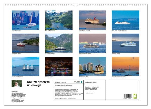 Produktbild: Kreuzfahrtschiffe unterwegs (Wandkalender 2026 DIN A2 quer), CALVENDO Monatskalender