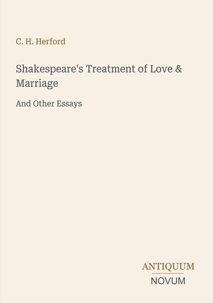 Produktbild: Shakespeare's Treatment of Love & Marriage