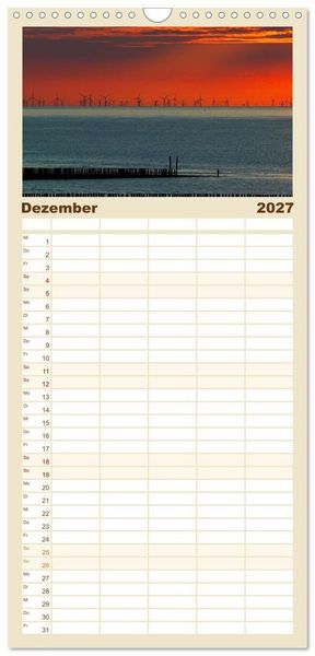 Produktbild: Familienplaner 2027 - Magische K&uuml;ste Zeeland mit 5 Spalten (Wandkalender, 21 x 45 cm) CALVENDO