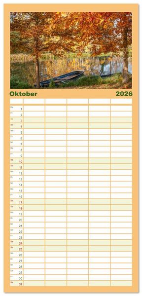 Produktbild: Familienplaner 2026 - Spreewald - Ein Naturparadies mit 5 Spalten (Wandkalender, 21 x 45 cm) CALVENDO