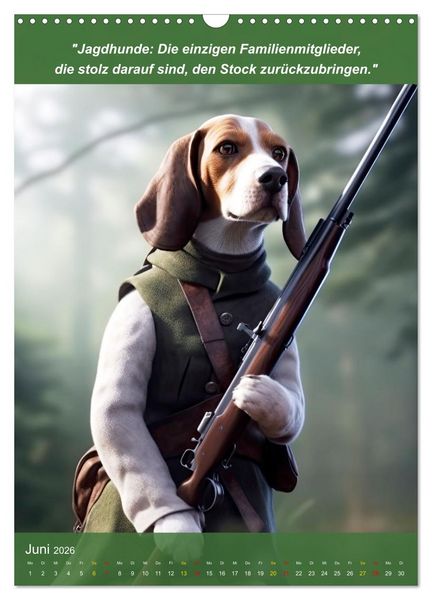 Produktbild: Lustige Jagdhunde mit J&auml;gerlatein (Wandkalender 2026 DIN A3 hoch), CALVENDO Monatskalender