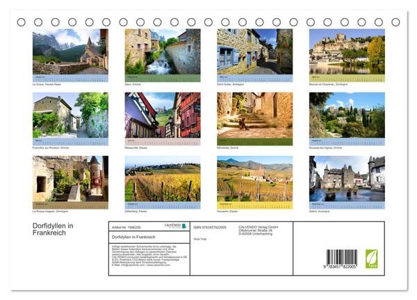 Produktbild: Dorfidyllen in Frankreich (Tischkalender 2026 DIN A5 quer), CALVENDO Monatskalender