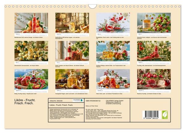 Produktbild: Lik&ouml;re - Frucht. Frisch. Frech. (Wandkalender 2027 DIN A3 quer), CALVENDO Monatskalender