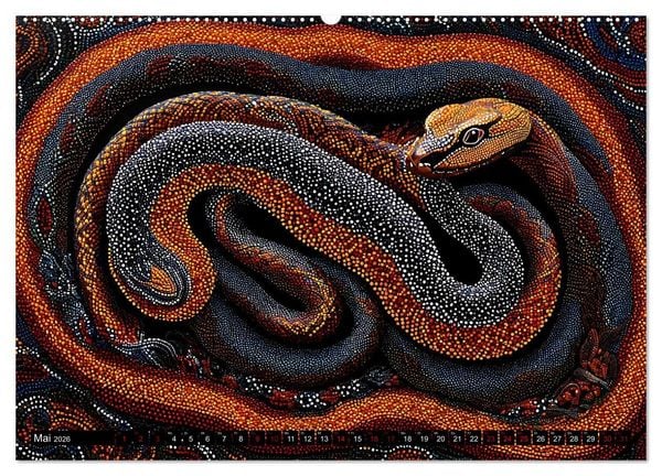 Produktbild: Traumzeit - KI-generierte Aborigine-Kunst aus dem Herzen Australiens (hochwertiger Premium Wandkalender 2026 DIN A2 quer), Kunstdruck in Hochglanz