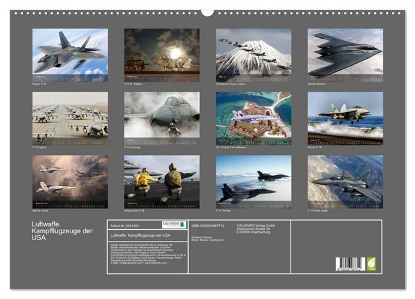 Produktbild: Luftwaffe. Kampfflugzeuge der USA (Wandkalender 2026 DIN A2 quer), CALVENDO Monatskalender
