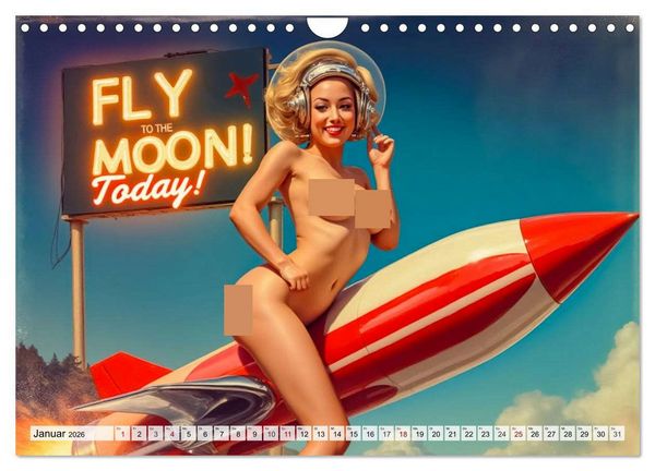 Produktbild: Atomic Beauties &ndash; The Retro Future Calendar (Wandkalender 2026 DIN A4 quer), CALVENDO Monatskalender