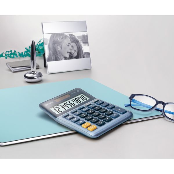 Produktbild: Casio MS-100EM Tischrechner Blau Display (Stellen): 10 solarbetrieben (L x B) 101 mm x 149 mm