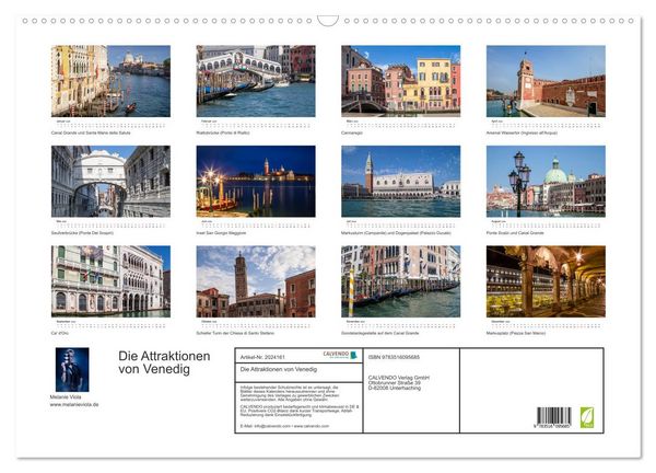Produktbild: Die Attraktionen von Venedig (Wandkalender 2026 DIN A2 quer), CALVENDO Monatskalender