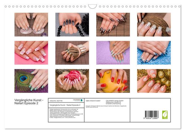 Produktbild: Verg&auml;ngliche Kunst - Nailart Episode 2 (Wandkalender 2026 DIN A3 quer), CALVENDO Monatskalender