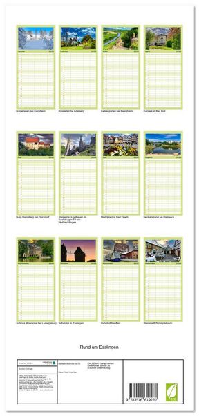 Produktbild: Familienplaner 2026 - Rund um Esslingen mit 5 Spalten (Wandkalender, 21 x 45 cm) CALVENDO