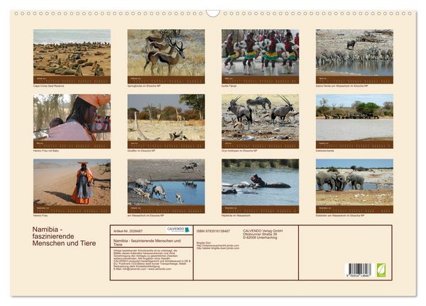 Produktbild: Namibia - faszinierende Menschen und Tiere (Wandkalender 2026 DIN A2 quer), CALVENDO Monatskalender