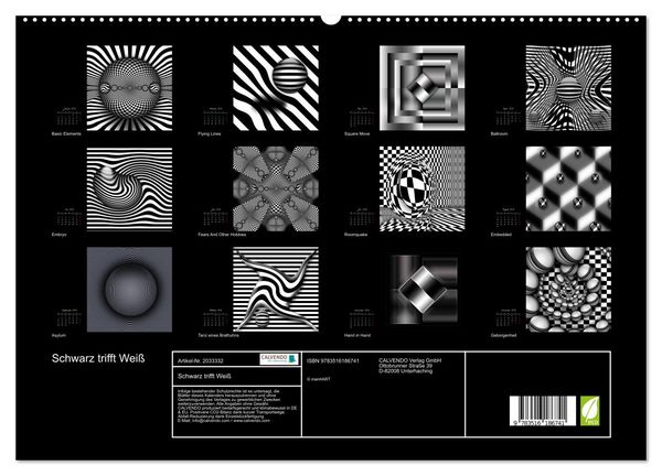 Produktbild: Schwarz trifft Wei&szlig; (hochwertiger Premium Wandkalender 2026 DIN A2 quer), Kunstdruck in Hochglanz