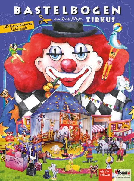 Produktbild: Zirkus basteln mit Kindern Bastelbogen Ausschneidebogen Zirkuswagen