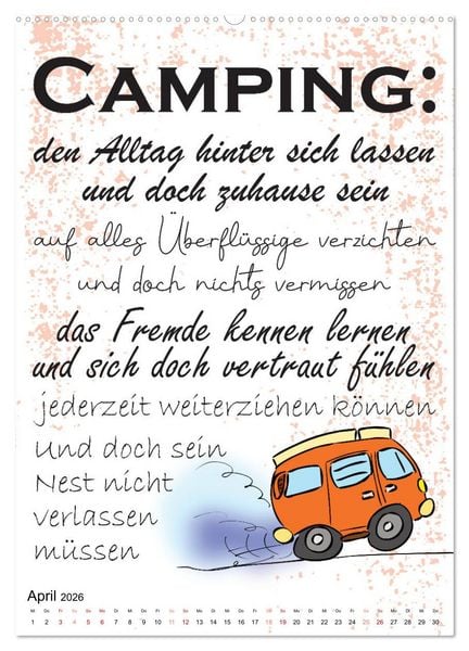 Produktbild: CampingSpr&uuml;che (Wandkalender 2026 DIN A2 hoch), CALVENDO Monatskalender