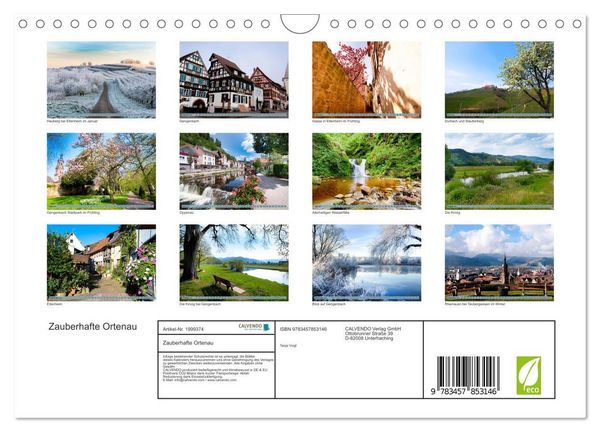 Produktbild: Zauberhafte Ortenau (Wandkalender 2026 DIN A4 quer), CALVENDO Monatskalender