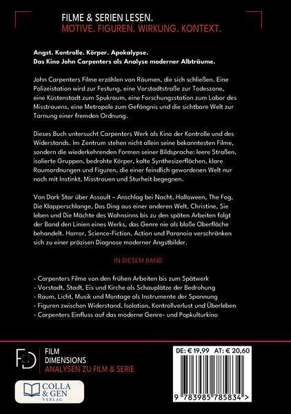 Produktbild: Die Filme des John Carpenter (Film Dimensions)