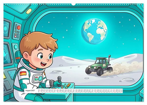Produktbild: Kleine Astronauten (hochwertiger Premium Wandkalender 2027 DIN A2 quer), Kunstdruck in Hochglanz