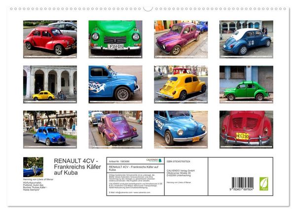 Produktbild: RENAULT 4CV - Frankreichs K&auml;fer auf Kuba (hochwertiger Premium Wandkalender 2026 DIN A2 quer), Kunstdruck in Hochglanz