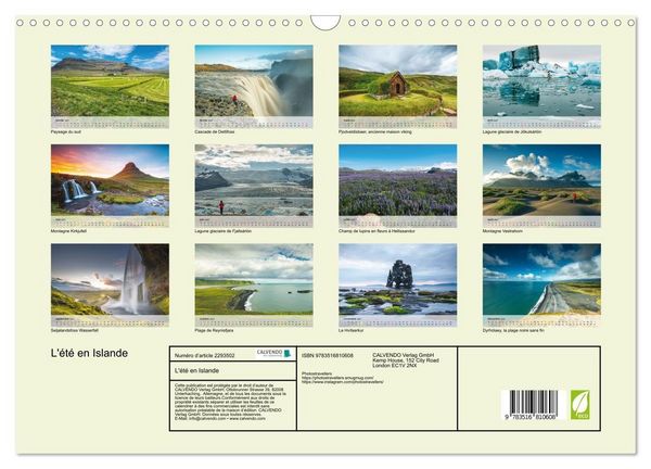 Produktbild: L'&eacute;t&eacute; en Islande (Calendrier mural 2027 DIN A3 vertical), CALVENDO calendrier mensuel