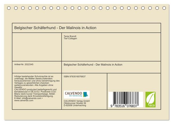 Produktbild: Belgischer Sch&auml;ferhund - Der Malinois in Action (Tischkalender 2026 DIN A5 quer), CALVENDO Monatskalender