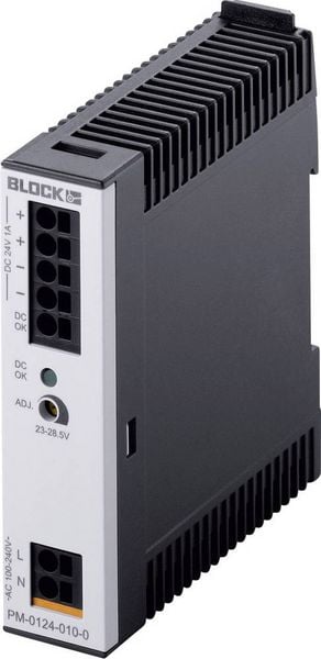 Produktbild: BLOCK PM-0124-010-0 Hutschienen-Netzteil (DIN-Rail) 24 V/DC 1 A 24 W Anzahl Ausg&auml;nge:1 x Inhalt 1 St.