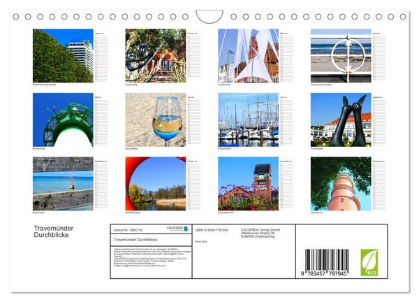 Produktbild: Travem&uuml;nder Durchblicke (Wandkalender 2026 DIN A4 quer), CALVENDO Monatskalender