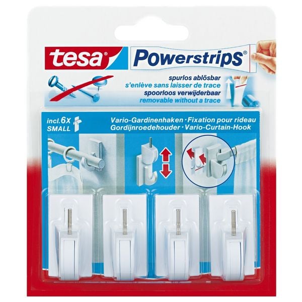 tesa Gardinenhaken Powerstrips Vario 4 Stück