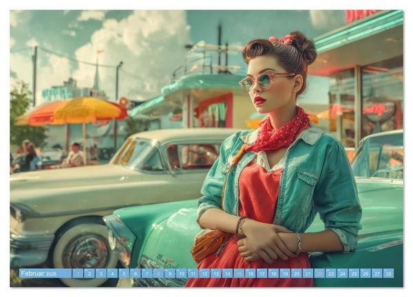 Produktbild: Retro &Auml;sthetik &ndash; Pin-up Girls (Wandkalender 2026 DIN A2 quer), CALVENDO Monatskalender