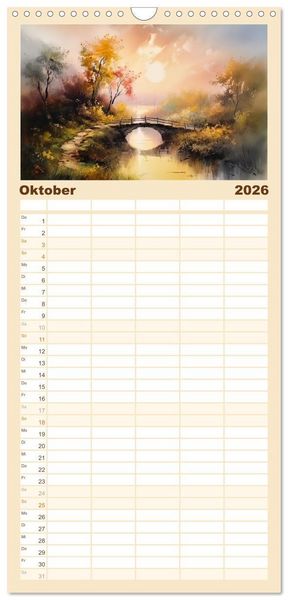 Produktbild: Familienplaner 2026 - Br&uuml;ckenromantik mit 5 Spalten (Wandkalender, 21 x 45 cm) CALVENDO