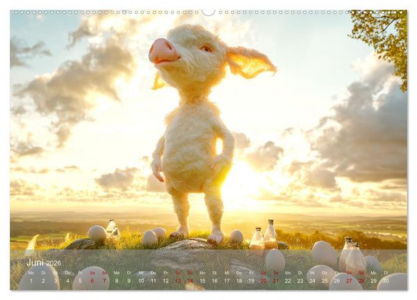 Produktbild: Eierlegende Wollmilchsau &ndash; der lustige Kalender mit Fabelwesen (hochwertiger Premium Wandkalender 2026 DIN A2 quer), Kunstdruck in Hochglanz