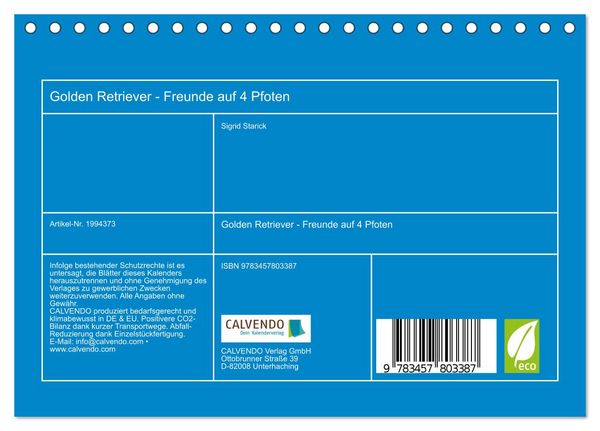 Produktbild: Golden Retriever - Freunde auf 4 Pfoten (Tischkalender 2026 DIN A5 quer), CALVENDO Monatskalender