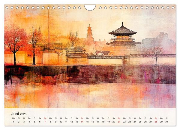 Produktbild: Japan. Eine k&uuml;nstlerische Reise im Aquarellstil (Wandkalender 2026 DIN A4 quer), CALVENDO Monatskalender